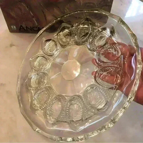 Vintage 90s  Anchor Hocking Avalon 12” Deviled Egg Plate with original box - Picture 4 of 8